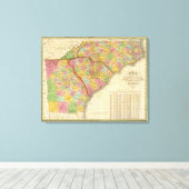 Kaart van Noord- en Zuid-Carolina en Georgië Canvas Afdruk (Insitu (Houten vloer))