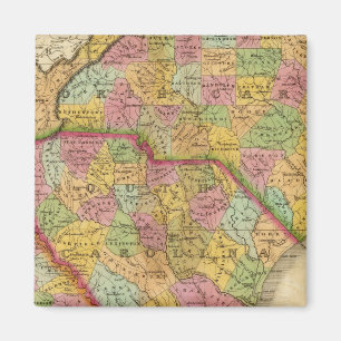 Kaart van Noord- en Zuid-Carolina en Georgië Magneet