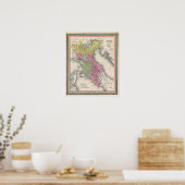  kaart van Noord-Italië, 1853 Poster (Keuken)
