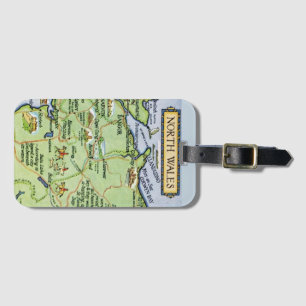  kaart van Noord-Wales Bagagelabel