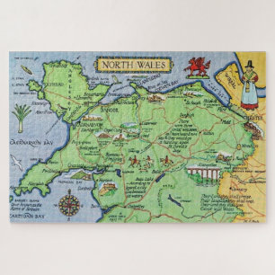  kaart van Noord-Wales Legpuzzel