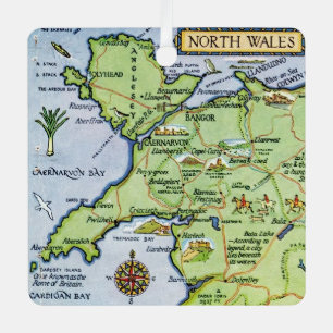 kaart van Noord-Wales Metalen Ornament