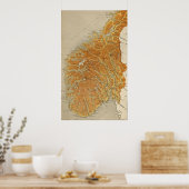 kaart van Noorwegen (1914) Poster (Keuken)