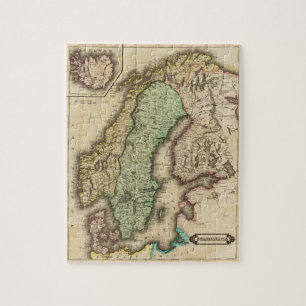 kaart van Noorwegen en Zweden (1831) Legpuzzel