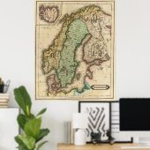  kaart van Noorwegen en Zweden (1831) Poster (Thuiskantoor)