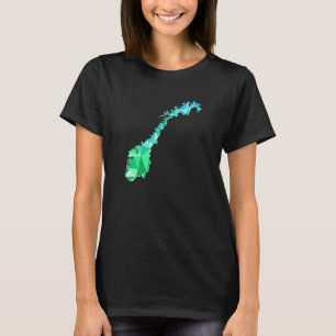 Kaart van Noorwegen in veelhoekstijl Geometrische T-shirt