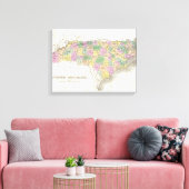 kaart van North Carolina (1827) Canvas Afdruk (Insitu (Woonkamer))