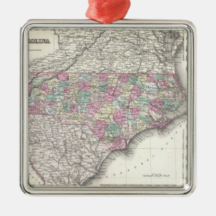 kaart van North Carolina (1855) Metalen Ornament