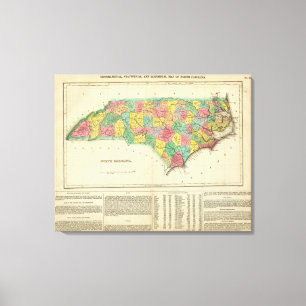 Kaart van North Carolina Canvas Afdruk