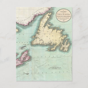 kaart van Nova Scotia en Newfoundland (1807)