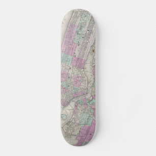  kaart van NYC en Brooklyn (1866) Skateboard