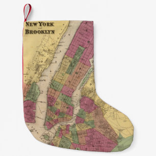  kaart van NYC en Brooklyn (1868) Kleine Kerstsok