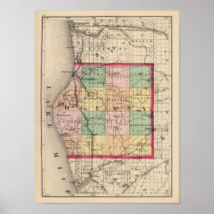 Kaart van Oceana County, Michigan Poster