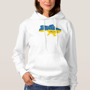 Kaart van Oekraïne met zonnebloem en Oekraïense vl Hoodie