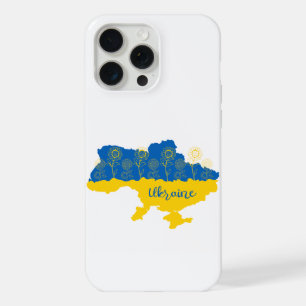 Kaart van Oekraïne met zonnebloem en Oekraïense vl iPhone 15 Pro Max Hoesje