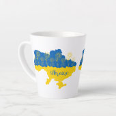Kaart van Oekraïne met zonnebloem en Oekraïense vl Latte Mok (Linkerhoek)