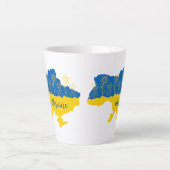 Kaart van Oekraïne met zonnebloem en Oekraïense vl Latte Mok (Voorkant)