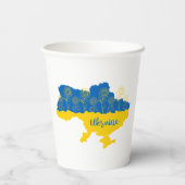 Kaart van Oekraïne met zonnebloem en Oekraïense vl Papieren Bekers (Achterkant)