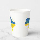 Kaart van Oekraïne met zonnebloem en Oekraïense vl Papieren Bekers (Rechts)