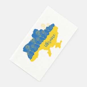 Kaart van Oekraïne met zonnebloem en Oekraïense vl Servet