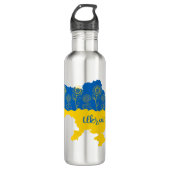 Kaart van Oekraïne met zonnebloem en Oekraïense vl Waterfles (Voorkant)
