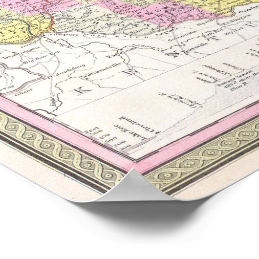  kaart van Ohio, 1850 Poster (Hoek)