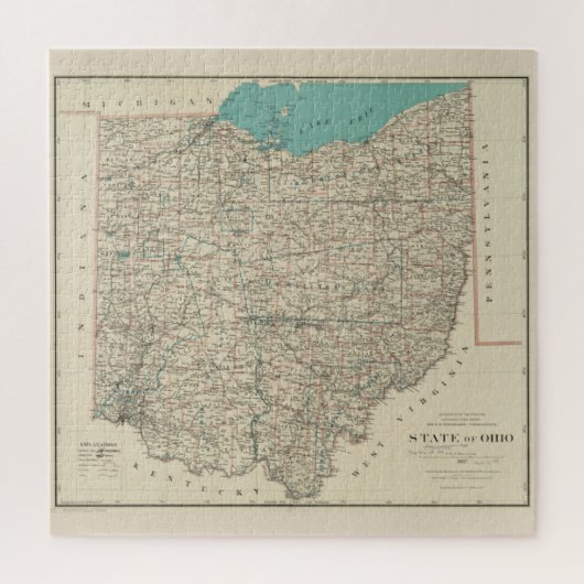  kaart van Ohio (1887) Legpuzzel (Verticaal)