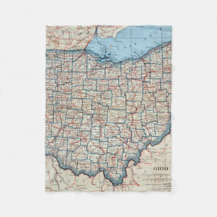  kaart van Ohio (1921) Fleece Deken