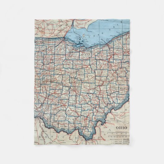  kaart van Ohio (1921) Fleece Deken (Voorkant)