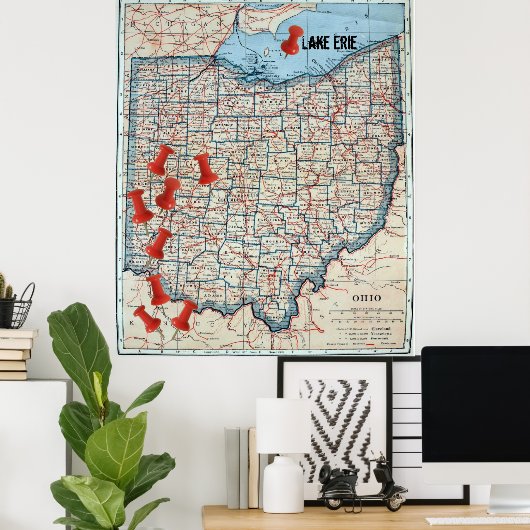  kaart van Ohio (1921)  kaartteller Poster (Thuiskantoor)