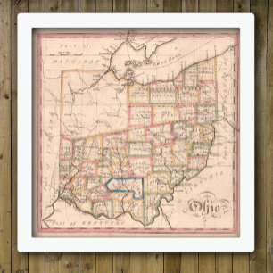 kaart van Ohio Poster