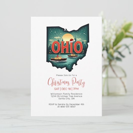 Kaart van Ohio State Christmas Holiday Party (Staand voorkant)