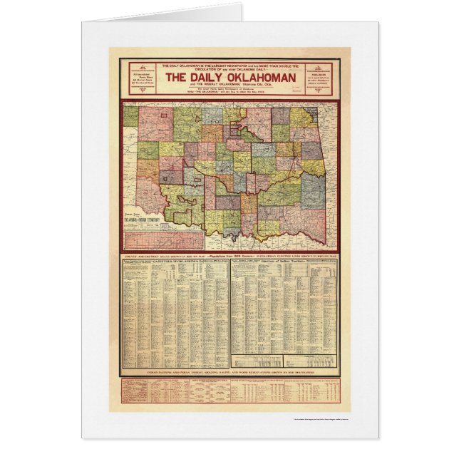 Kaart van Oklahoma en het Indische Gebied 1905 (Voorkant)
