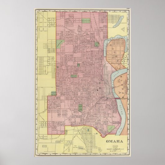 kaart van Omaha Nebraska (1903) Poster (Voorkant)