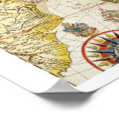 Kaart van Oost-Afrika en Madagaskar, 1596 (hand-co Poster (Hoek)