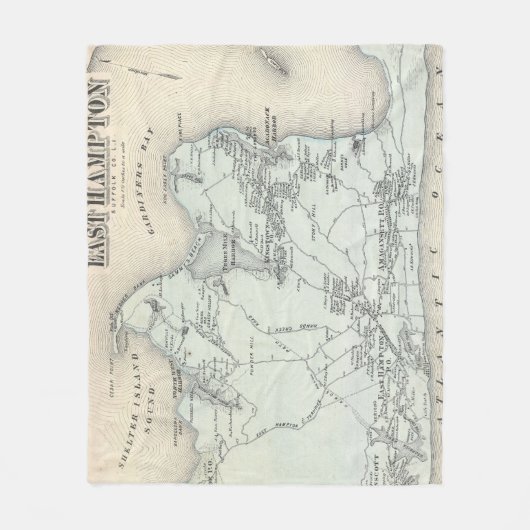 kaart van Oost-Hampton New York (1873) Fleece Deken (Voorkant)