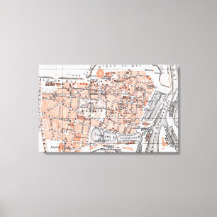  kaart van Oostende België (1905) Canvas Afdruk