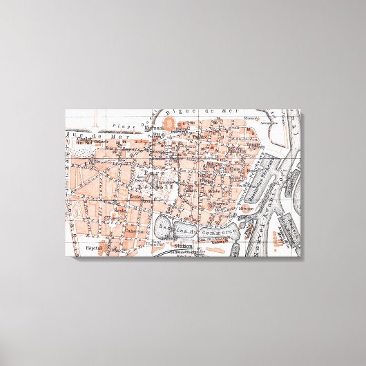  kaart van Oostende België (1905) Canvas Afdruk (Voorkant)