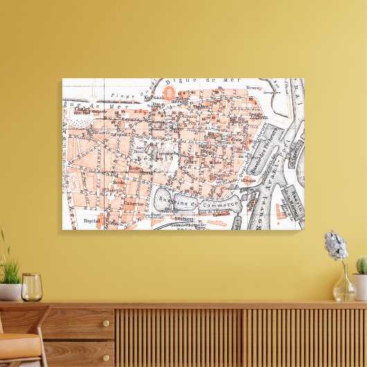  kaart van Oostende België (1905) Canvas Afdruk (Insitu (Woonkamer))