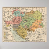 kaart van Oostenrijk en Hongarije (1911) Poster (Voorkant)