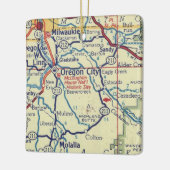  kaart van Oregon City Keramisch Ornament (Links)