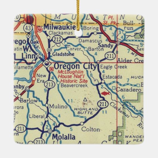  kaart van Oregon City Keramisch Ornament (Achterkant)