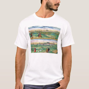 Kaart van Orleans en Bourges, van "Civitates Orbis T-shirt