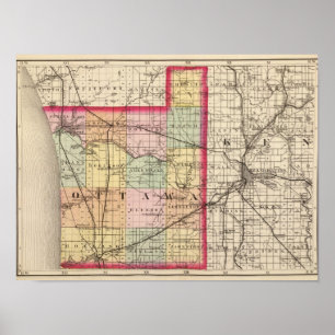 Kaart van Ottawa County, Michigan Poster