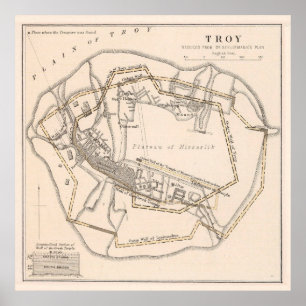  kaart van oude troy (1874) poster