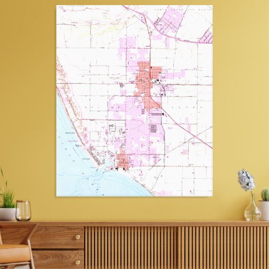kaart van Oxnard California (1949) Canvas Afdruk (Insitu (Woonkamer))
