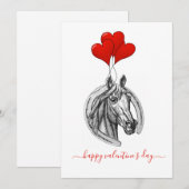 Kaart van  paard en hart van Valentijnsdag (Voorkant / Achterkant)