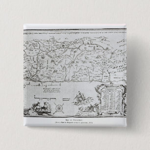 Kaart van Palestina, van een Passover Haggadah Vierkante Button 5,1 Cm