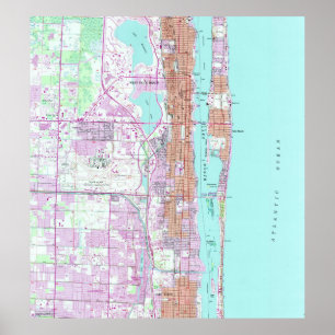 kaart van Palm Beach Florida (1946) 2 Poster