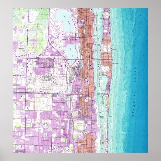  kaart van Palm Beach Florida (1946) Poster (Voorkant)